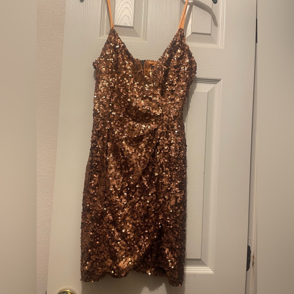 French Connection gold sequin dress